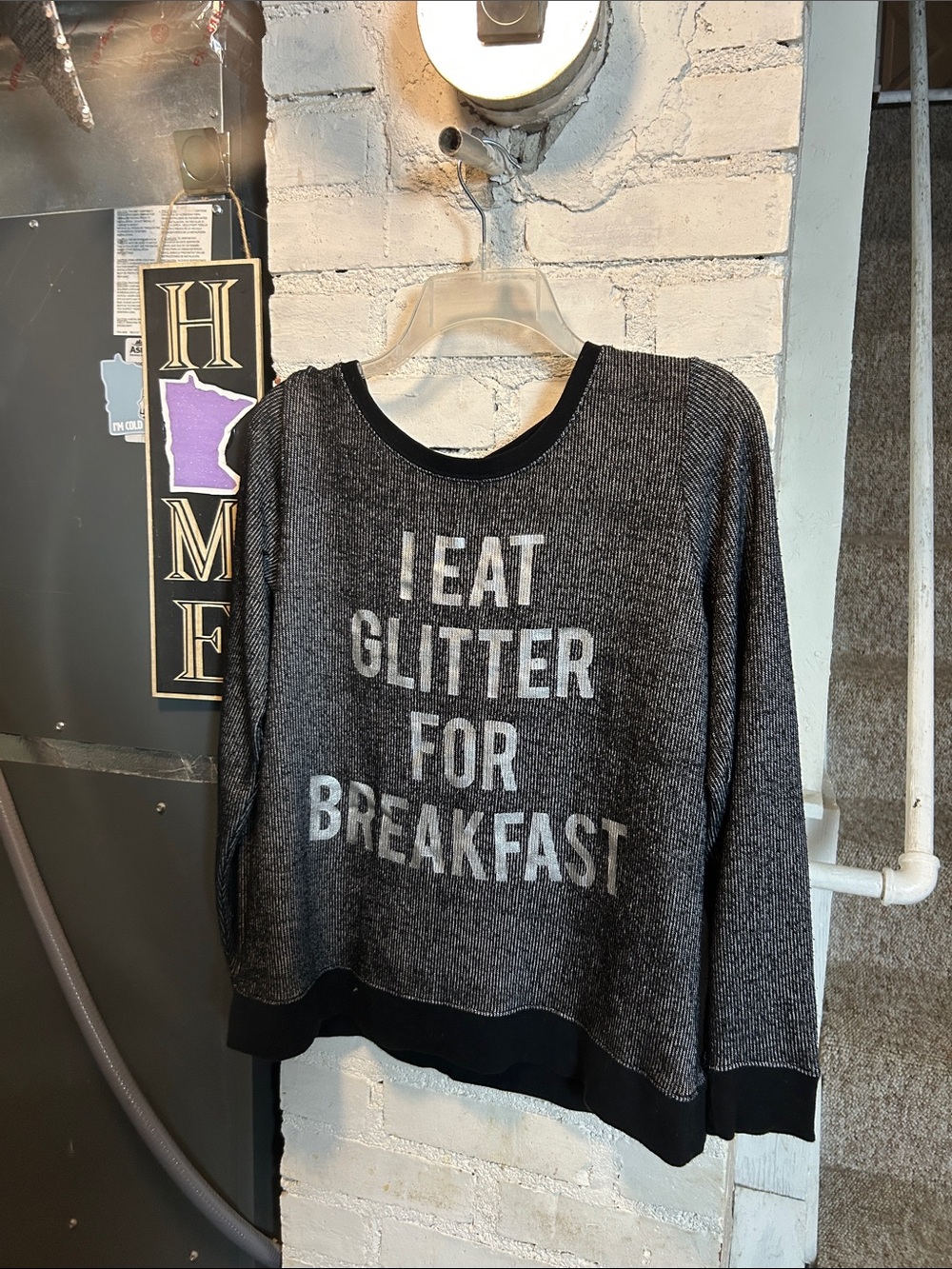 Recycled Karma “I Eat Glitter For Breakfast” Top in Women’s Regular Medium